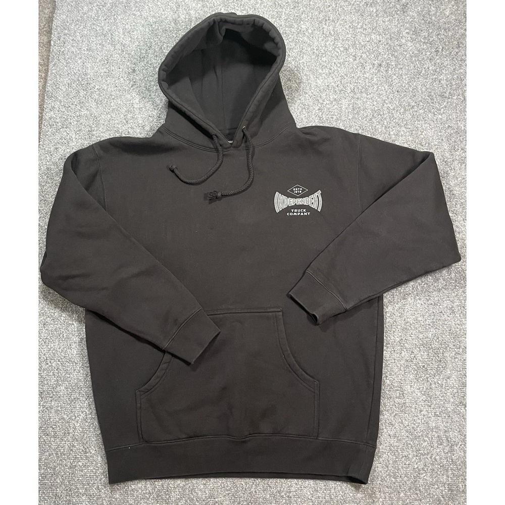 Independent Truck Co Hoodie Mens Large Black Logo Spellout Heavyweight Cotton - Picture 2 of 8